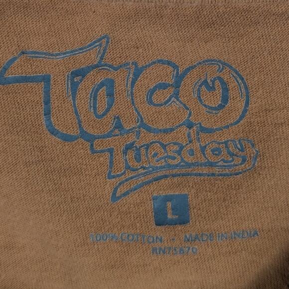 Taco Tuesday Blessed Graphic T Shirt Large Brown Japanese Lettering Streetwear - Picture 3 of 5